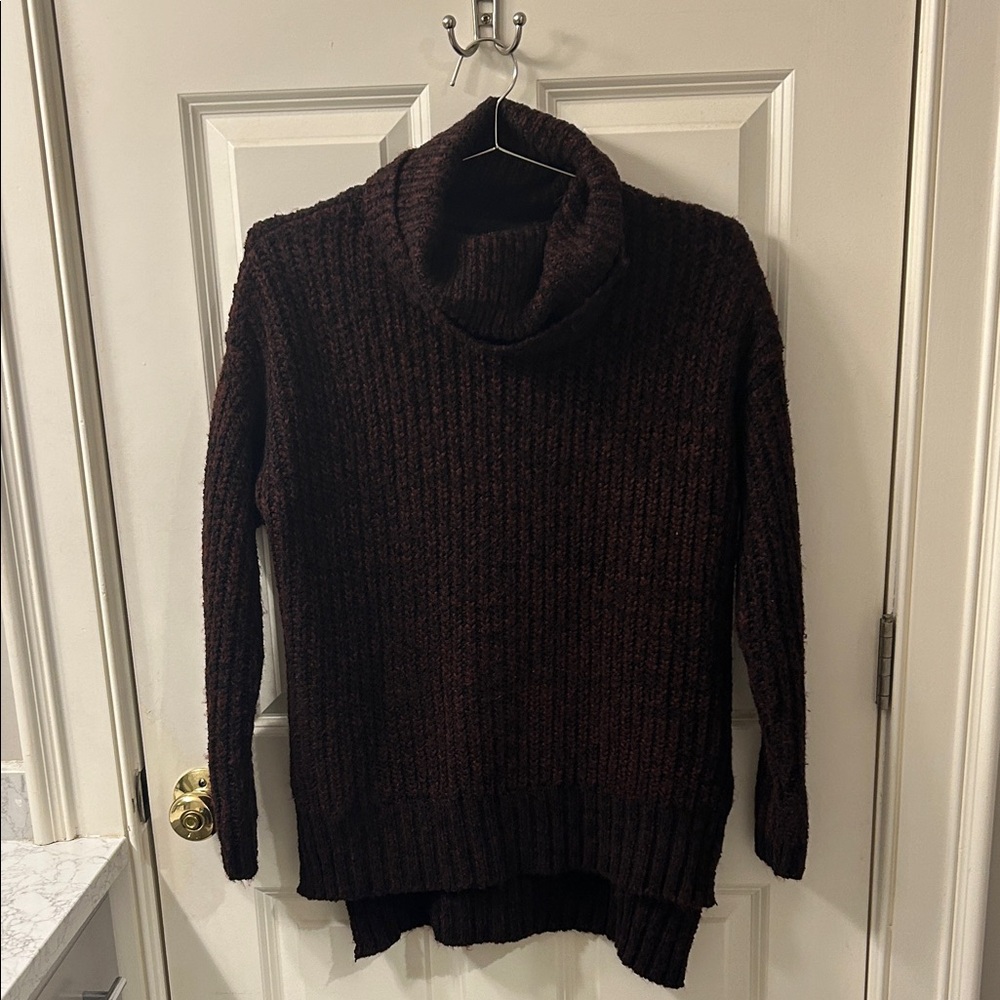 Maroon Turtleneck Knit Sweater